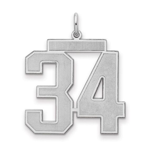 Sterling Silver Jersey Collection Large Number 34 Pendant